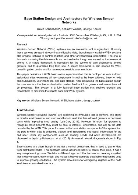 Base Station Design and Architecture for Wireless Sensor Networks