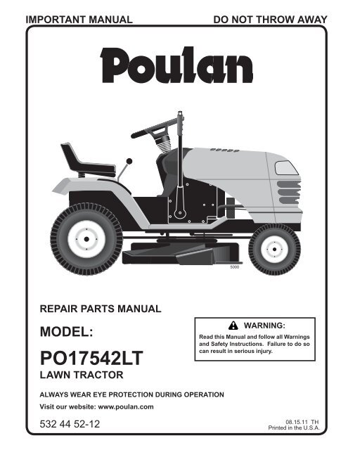 IPL, POULAN, PO17542LT, 2011-08, 532445212, NAen ...