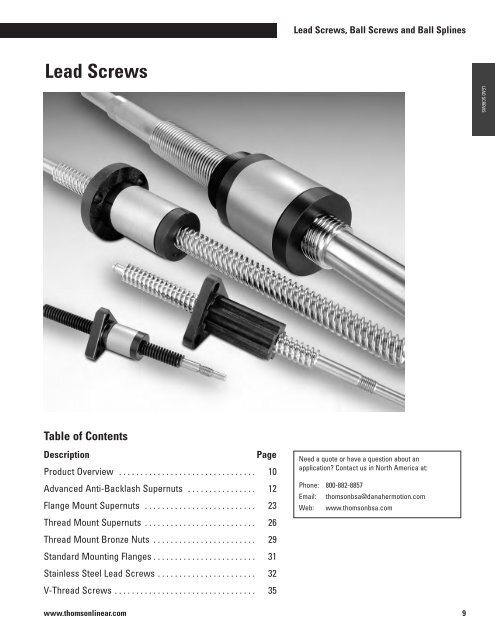 Thomson series lead screws