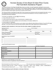 Pet Food Bank Application - Humane Society of Vero Beach ...