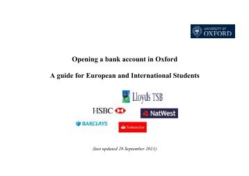 Opening a bank account in Oxford A guide for ... - Balliol College