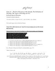 Class 41 â The Five Divisions of the Sunnah, The ... - Abdurrahman
