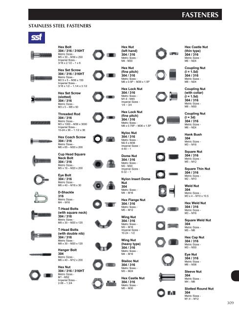 STAiNlESS STEEl FASTENERS