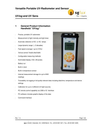 Versatile Portable UV-Radiometer and Sensor UVlog and UV Sens