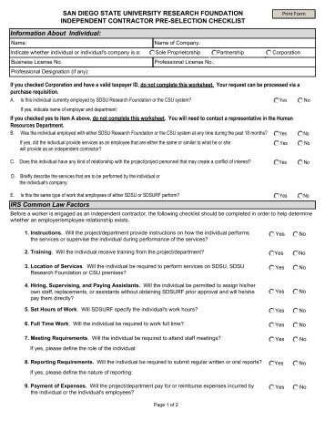 independent contractor checklist