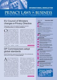 View newsletter sample... - Privacy Laws & Business