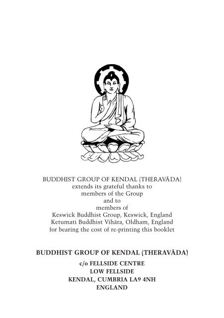 buddhist group of kendal (theravaÂ¯ da) introducing buddhism