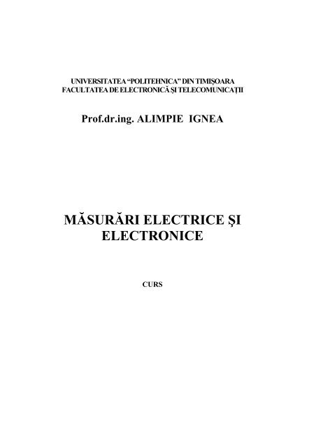 MĂSURĂRI ELECTRICE ŞI ELECTRONICE