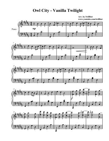 Owl City â Vanilla Twilight - Daily Piano Sheets