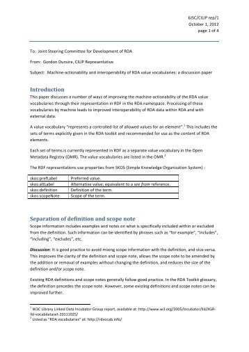 Introduction Separation of definition and scope note - Joint Steering ...