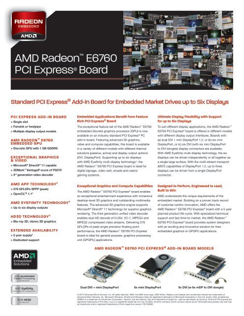 AMD Radeon™ E6760 PCI Express® Board Overview