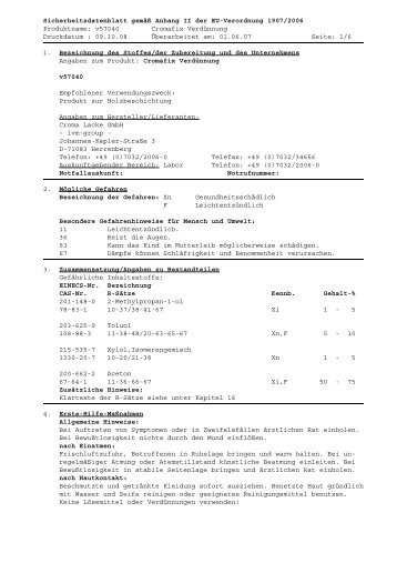 Sicherheitsdatenblatt 1 - Klaus BaubeschlÃ¤ge GmbH