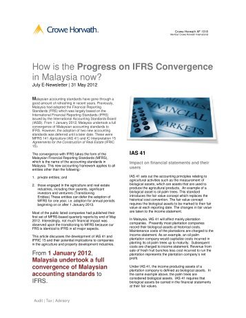 How is the Progress on IFRS Convergence in Malaysia now?