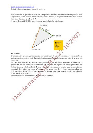 La pratique des régimes de neutre