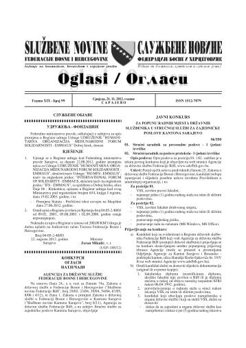 broj 99 - JP NIO SluÅ¾beni list Bosne i Hercegovine