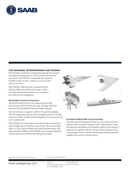 Multilink-S product sheet - Saab