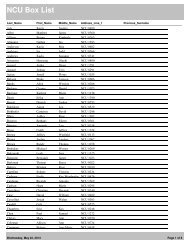 Student NCU Box Numbers - North Central University