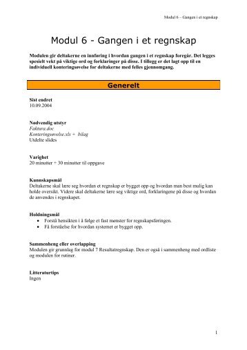 Modul 6 - Gangen i et regnskap - SiO