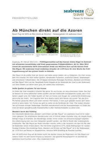 Ab München direkt auf die Azoren