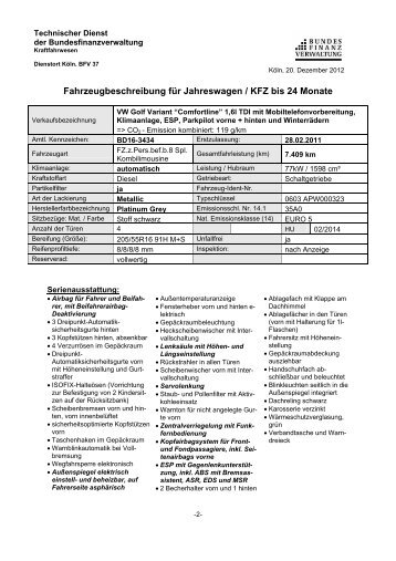 Fahrzeugbeschreibung - Zoll-Auktion