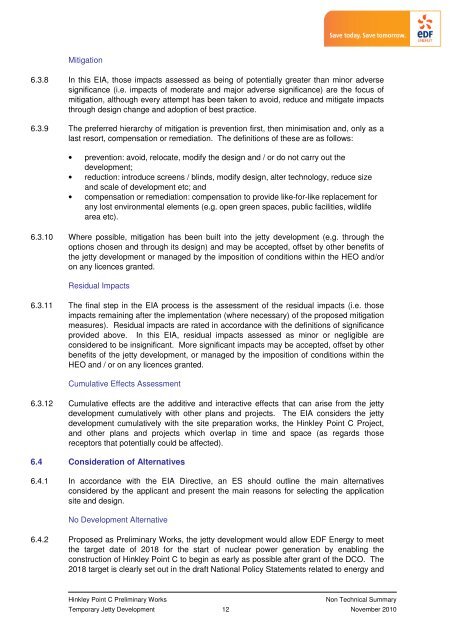 Jetty Non Technical Summary - EDF Hinkley Point