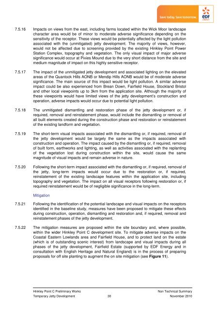 Jetty Non Technical Summary - EDF Hinkley Point