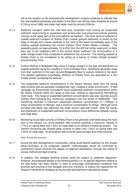 Jetty Non Technical Summary - EDF Hinkley Point