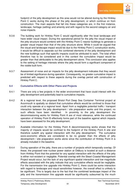 Jetty Non Technical Summary - EDF Hinkley Point