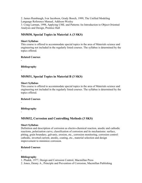 Short Syllabus of Mechanical Engineering (131) Curriculum - ITB