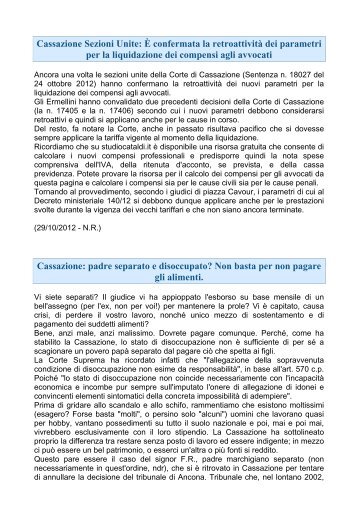 Cassazione Sezioni Unite: Ã confermata la retroattivitÃ  dei ... - Ospol