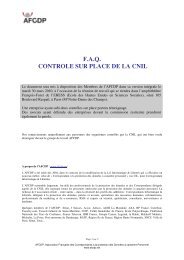 F.A.Q. CONTROLE SUR PLACE DE LA CNIL - L'Afcdp
