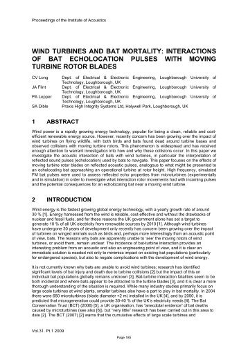 speech research at the university of atlantis - Bats and Wind Energy ...