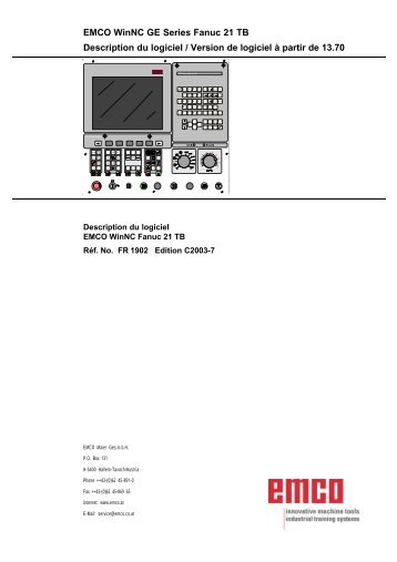 EMCO WinNC GE Series Fanuc 21 TB Description du logiciel ...