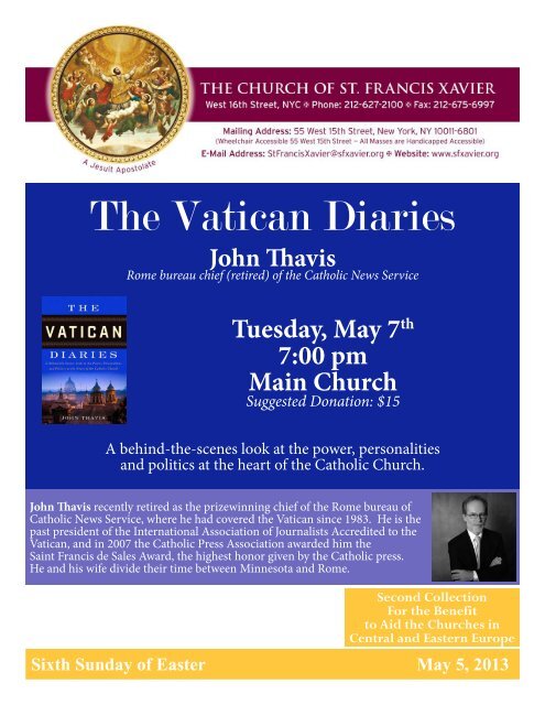 The Vatican Diaries Church Of St Francis Xavier