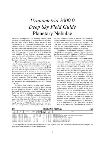 Uranometria 2000.0 Deep Sky Field Guide Planetary Nebulae