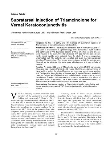 Supratarsal Injection of Triamcinolone for Vernal Keratoconjunctivitis