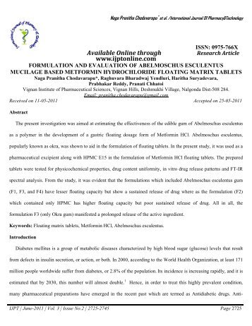 Available Online through - International Journal of Pharmacy and ...