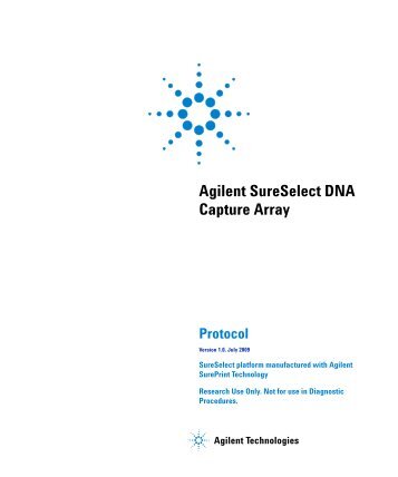 Agilent SureSelect DNA Capture Array Protocol - Agilent Technologies