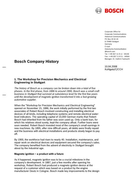 Bosch Company History - Bosch Argentina