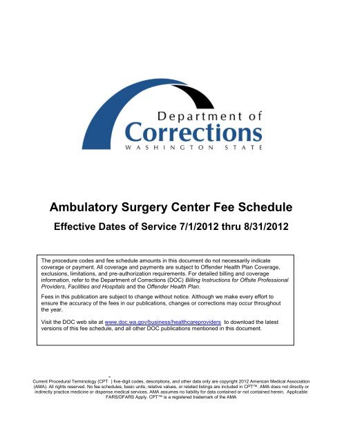 Ambulatory Surgery Center Fee Schedule - Washington Department ...