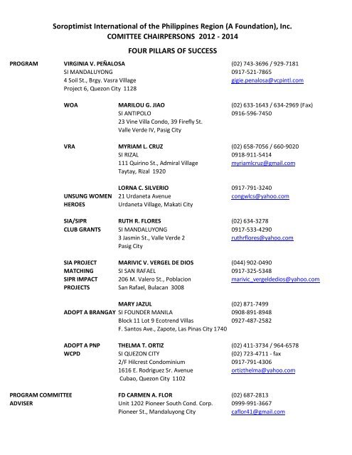 Committee Chairpersons 2012-2014 - Soroptimist International of ...