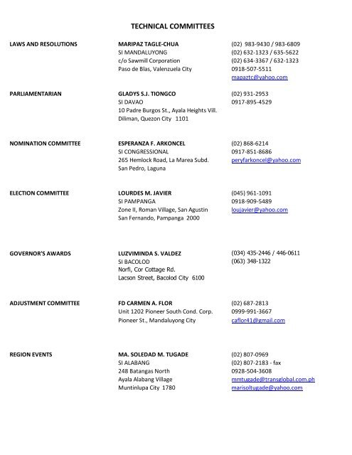 Committee Chairpersons 2012-2014 - Soroptimist International of ...