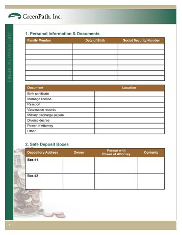 Financial Inventory Worksheet