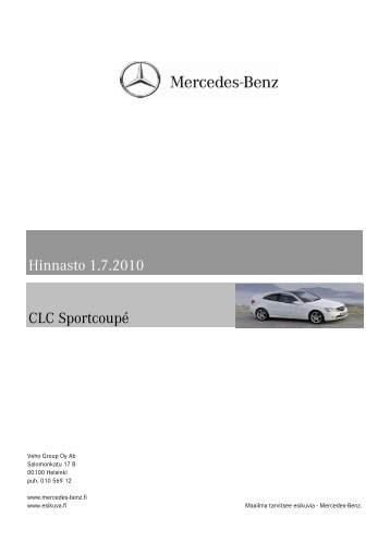Hinnasto 1.7.2010 CLC Sportcoupé - Mercedes-Benz