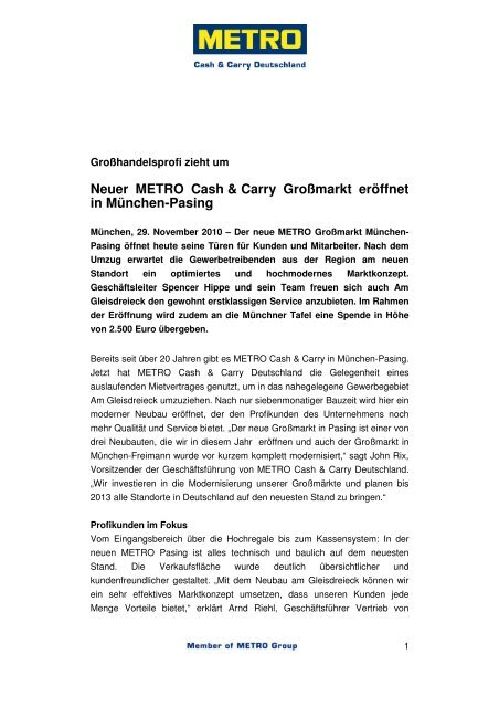 Neuer Metro Cash Carry Grossmarkt Eroffnet In Munchen Pasing