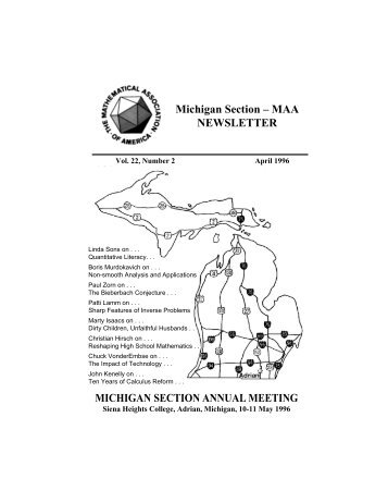 Michigan Section - MAA Sections - Mathematical Association of ...