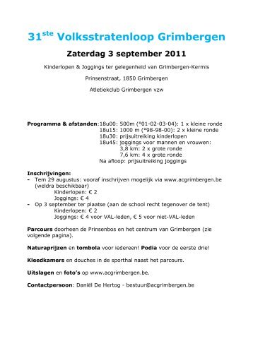 Info Volksstratenloop 2011 incl Voorinschrijvingen - Atletiekclub ...