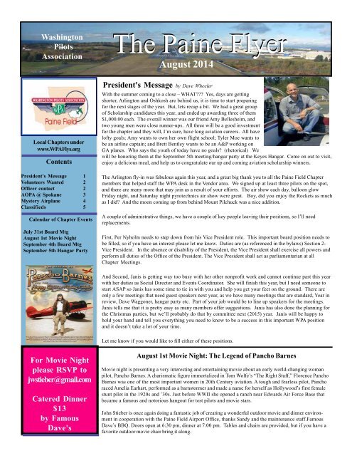 Current Newsletter - Washington Pilots Association