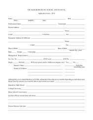 THE MARLBORO MUSIC SCHOOL AND FESTIVAL Application Form