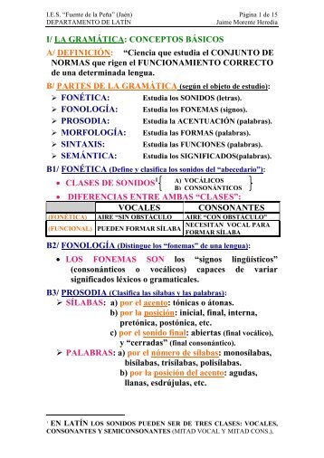 Gramática básica "castellano-latín" - IES Fuente de la Peña